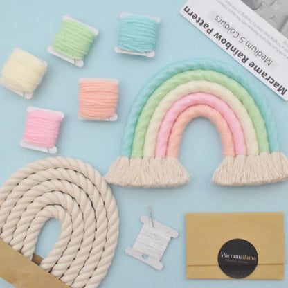 Spring Pastel Macrame Rainbow Craft Kit | DIY Fibre Art Kit | Macramallama