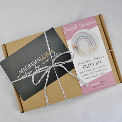 Pastel Unicorn Macrame Rainbow Craft Kit | DIY Fibre Art Kit | Macramallama