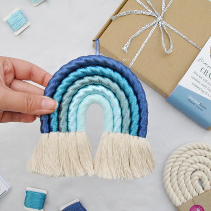 Aquamarine Macrame Rainbow Craft Kit | DIY Fibre Art Kit | Macramallama