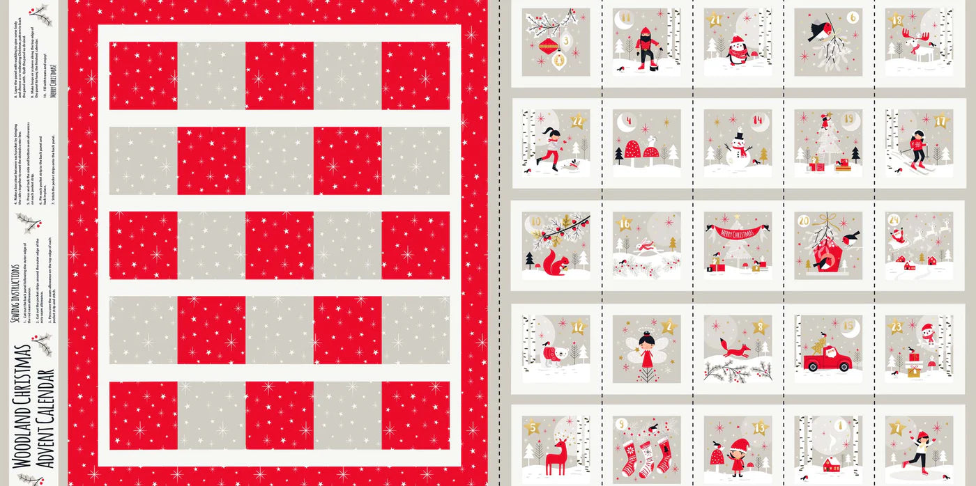 Advent Calendar Panel - Woodland Christmas - Dashwood Studio Cotton Fabric ✂️ ☆