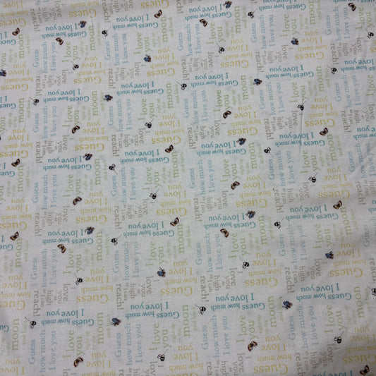 Blue And Lemon Words - Guess How Much I Love You - Clothworks Licensed Cotton Fabric ✂️ £7 pm *SALE* (Copy)