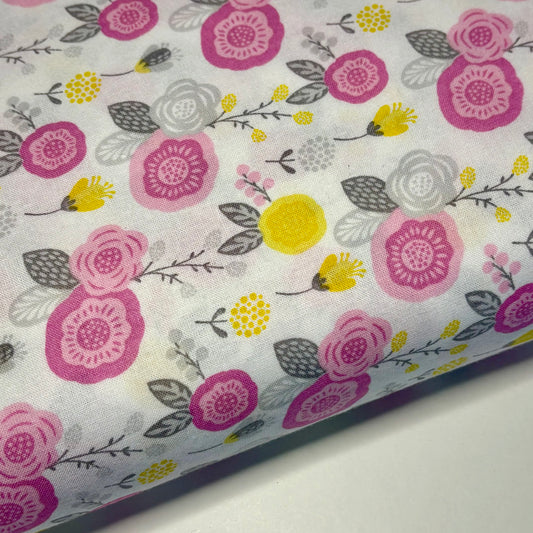 Pink And Yellow Floral - John Louden Cotton Fabric ✂️ £8pm *SALE*