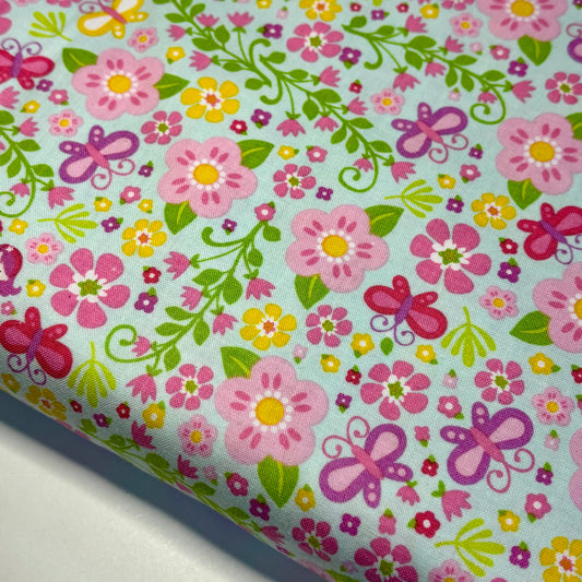 Flowers and Fairies Blue - Fairy Garden - Riley Blake Cotton Fabric ✂️ £8 pm *SALE*