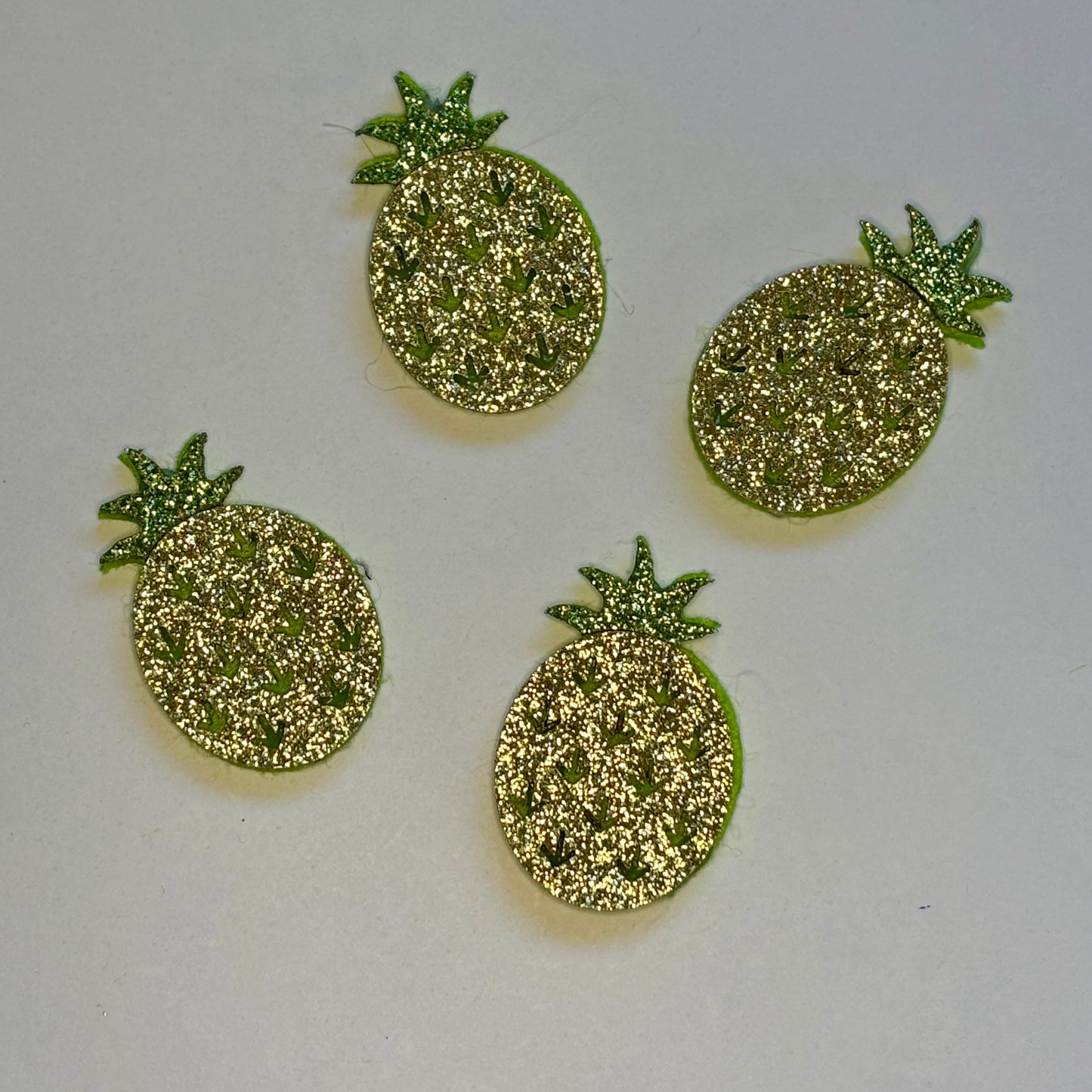 Glittery Pineapples Flat Backed Felt Embellishment