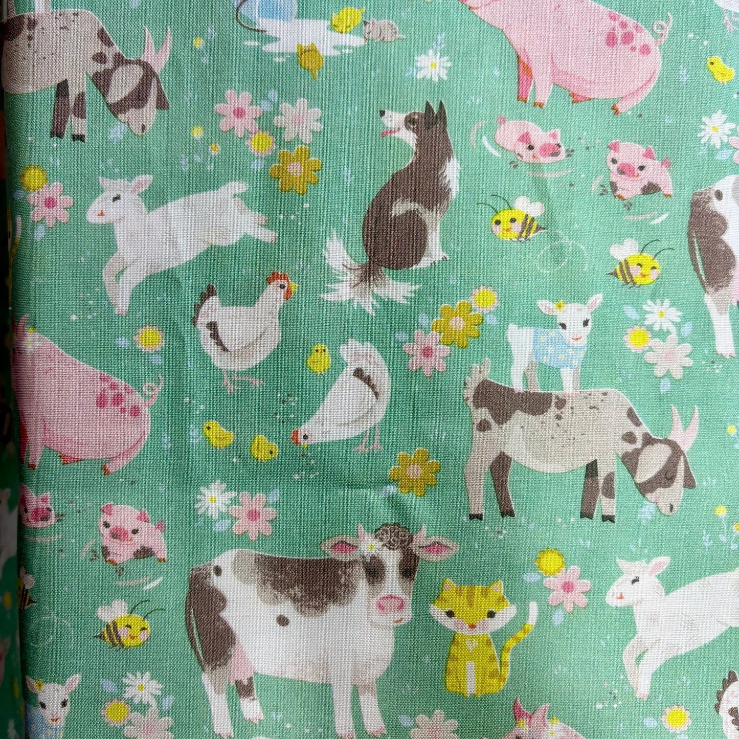 Animal Acres Farmyard Green - On This Farm - Blend Cotton Fabric ✂️ £7 pm *SALE*
