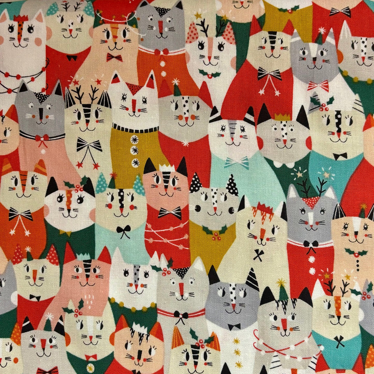 Christmas Cats - Christmas Party - Dashwood Studio Cotton Fabric ✂️ £10 pm SECONDS