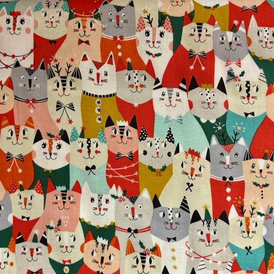 Christmas Cats - Christmas Party - Dashwood Studio Cotton Fabric ✂️ £10 pm SECONDS