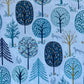 Blue Trees With Metallic On White - Starlit Hollow - Dashwood Studio Cotton Fabric ✂️ £13 pm