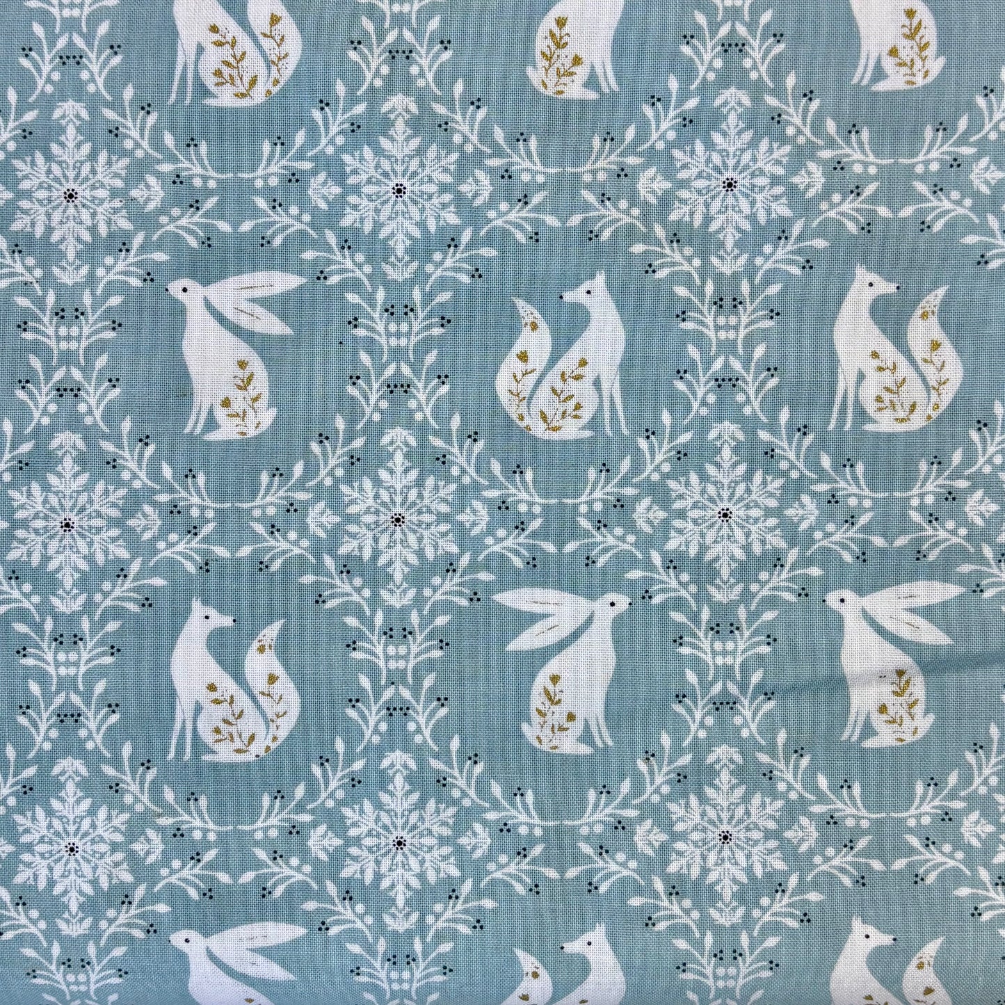 Animal Wreaths Metallic Blue - Starlit Hollow - Dashwood Studio Cotton Fabric ✂️ £13 pm