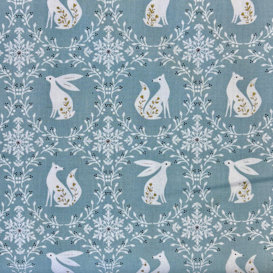 Animal Wreaths Metallic Blue - Starlit Hollow - Dashwood Studio Cotton Fabric ✂️ £13 pm