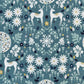 Reindeer Damask Metallic Blue - Starlit Hollow - Dashwood Studio Cotton Fabric ✂️ £13 pm