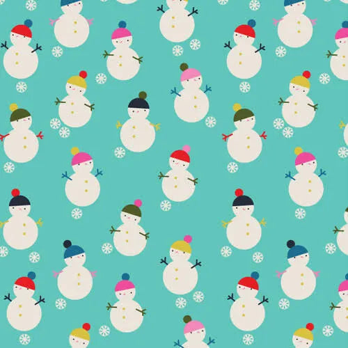Snowmen With Hats On Blue - Merry And Bright - Dashwood Studio Cotton Fabric ✂️ £12 pm