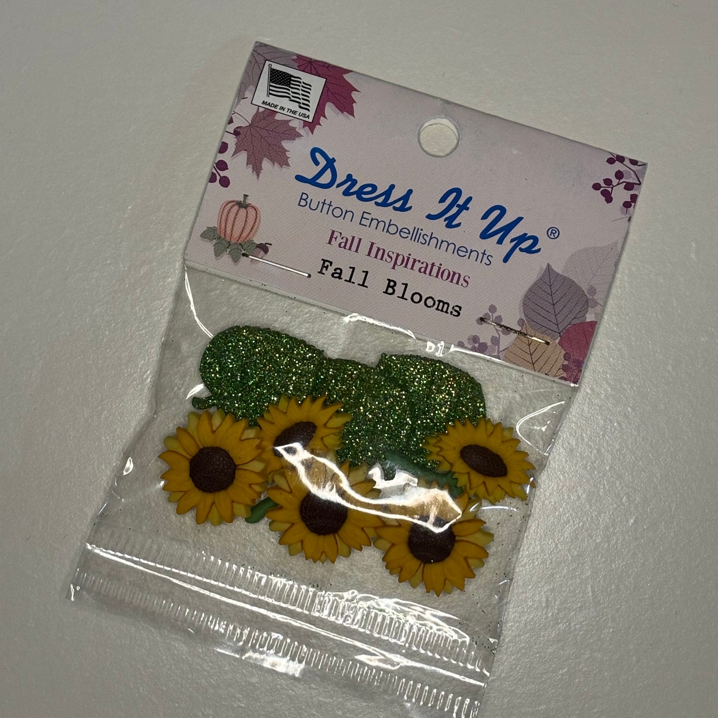 Fall Blooms With Glitter - Dress It Up Buttons
