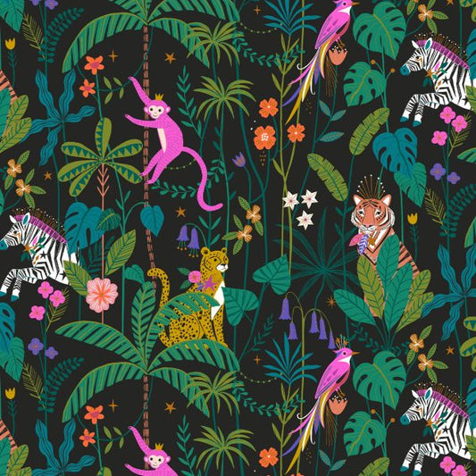 Jungle Animals on Vines Metallic - Jungle Luxe - Dashwood Studio Cotton Fabric ✂️ £14 pm