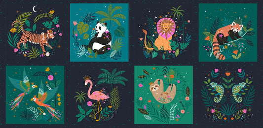Jungle Animals Block Panel - Jungle Luxe - Dashwood Studio Cotton Fabric ✂️
