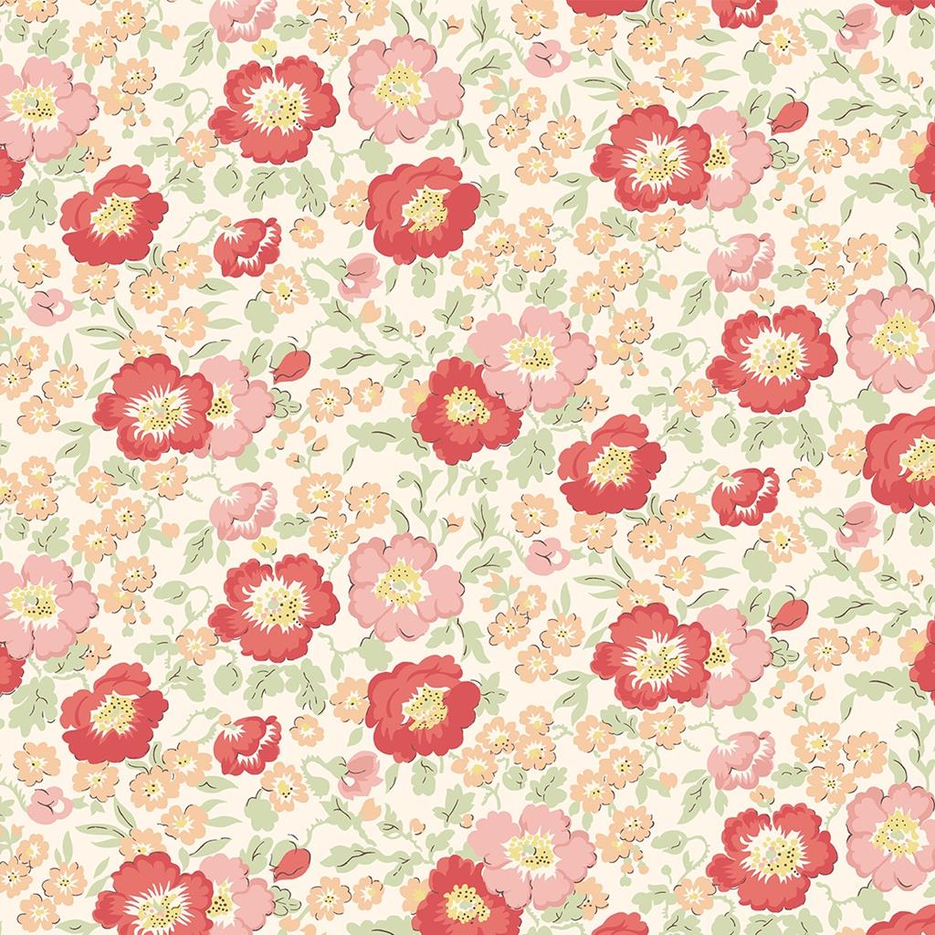 Pink & Red Riviera Coastal Flowers - Riviera Collection - Liberty Cotton Fabric ✂️ £10 pm *SALE*