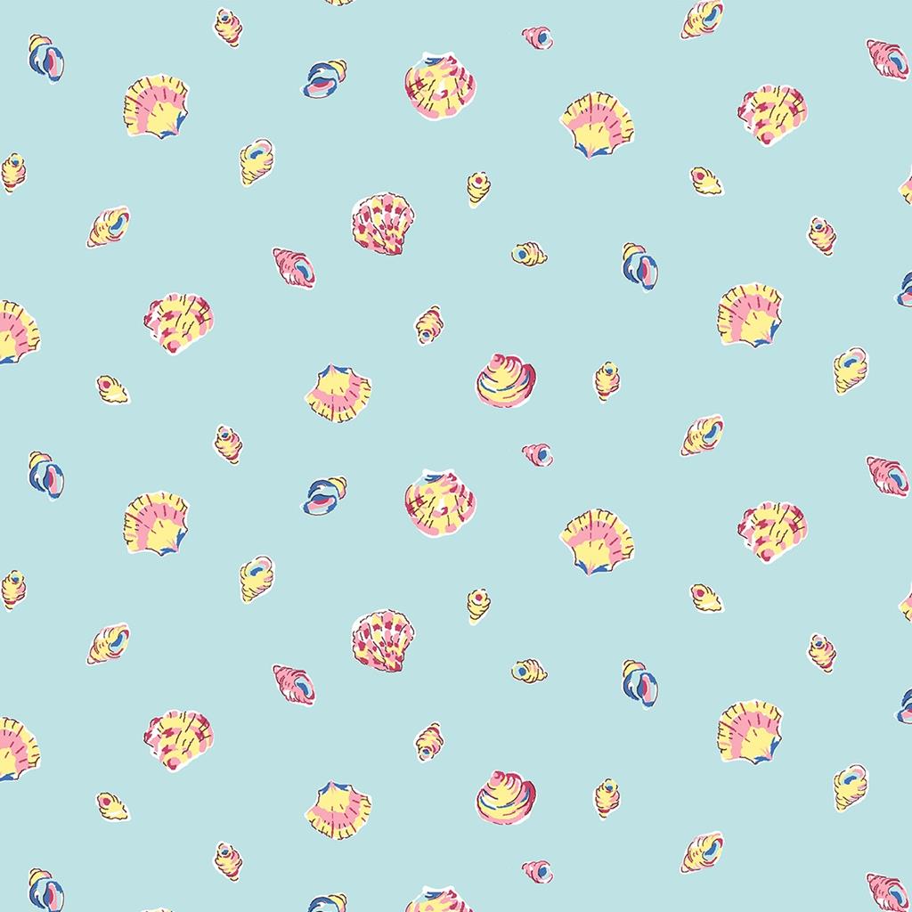 Seashells on Plain Blue Riviera Sea Shells - Riviera Collection - Liberty Cotton Fabric ✂️ £10 pm *SALE*