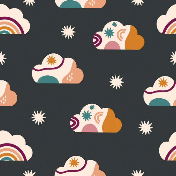 Clouds on Black - No Rain, No Flowers - Dashwood Studio Cotton Fabric ✂️