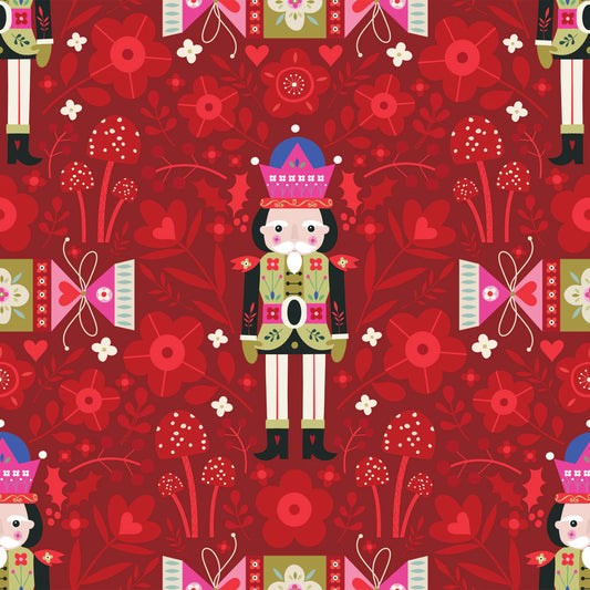 Nutcracker on Red - Nordic Noel - Dashwood Studio Cotton Fabric ✂️ £13 pm