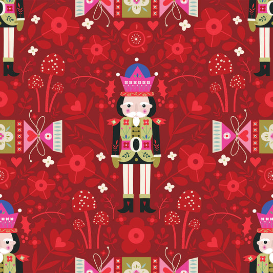 Nutcracker on Red - Nordic Noel - Dashwood Studio Cotton Fabric ✂️ £13 pm