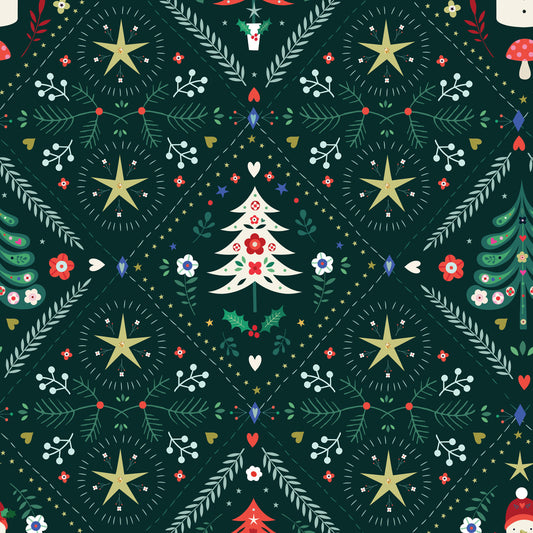 Christmas Trees and Stars - Nordic Noel - Dashwood Studio Cotton Fabric ✂️ £13 pm