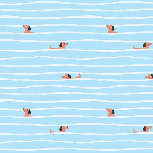 Swimming Sausage Dogs - Pool Party -  Dashwood Studio Cotton Fabric ✂️ £13 pm