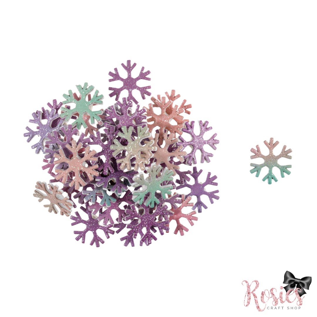 Pearlescent Glitter Snowflake Craft Embellishments | Pack of 35 | Trimits