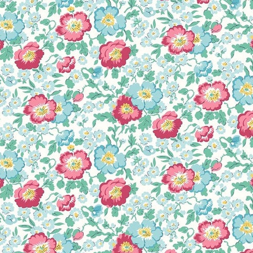 Pink & Green Riviera Coastal Flowers - Riviera Collection - Liberty Cotton Fabric ✂️ £10 pm *SALE*