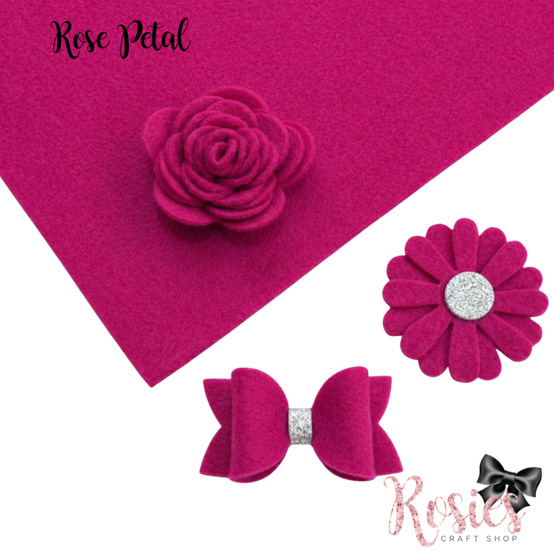 Rose Petal Wool Blend Felt | Soft Craft Felt | Bows, Sewing, Appliqué & Die Cutting