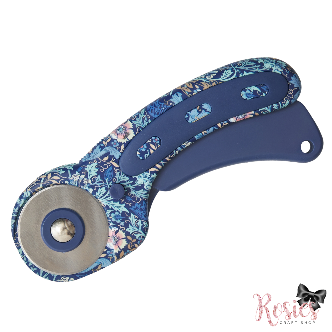 Blue Woodblock Floral Arts & Crafts Print Rotary Cutter | 45mm Fabric Cutter | Hobby Gift