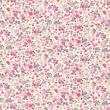 Pink & Purple Mini Floral - Petite Garden - Sevenberry Cotton Fabric ✂️ £12 pm