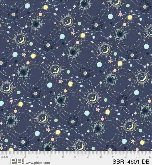 Planets and Rings Space Navy - Star Bright - P&B Textiles Cotton Fabric ✂️ £9 pm *SALE*