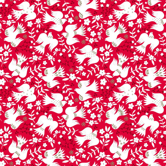 Doves Metallic Red - Starlit Hollow - Dashwood Studio Cotton Fabric ✂️ £13 pm