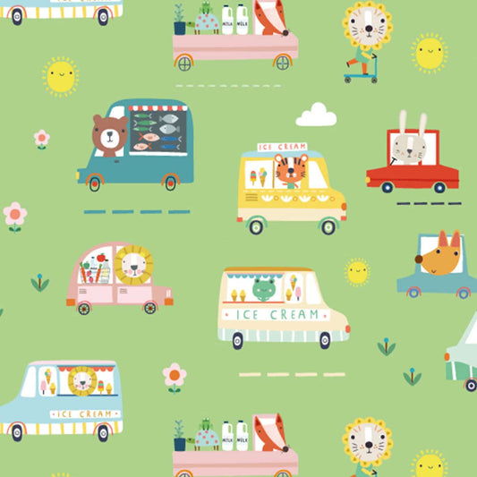 Ice Cream Vans - Summer Fun - Dashwood Studio Cotton Fabric ✂️ £13 pm