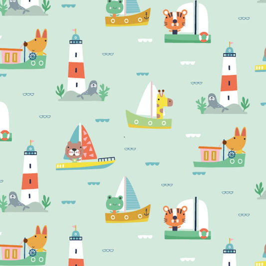 Boats & Lighthouses - Summer Fun - Dashwood Studio Cotton Fabric ✂️ £13 pm