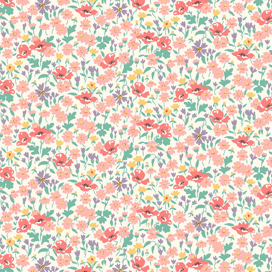 Pink & Yellow Floral Wildflower Poppy - Riviera Collection - Liberty Cotton Fabric ✂️ £10 pm *SALE*
