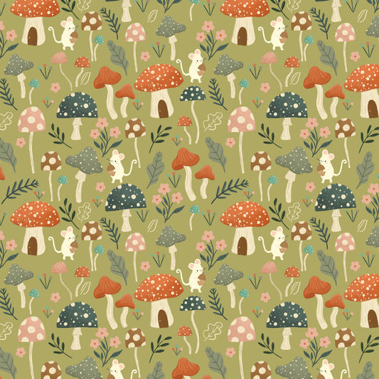 Woodland Toadstools - Cedar Camp - Dashwood Studio Cotton Fabric ✂️ £13 pm