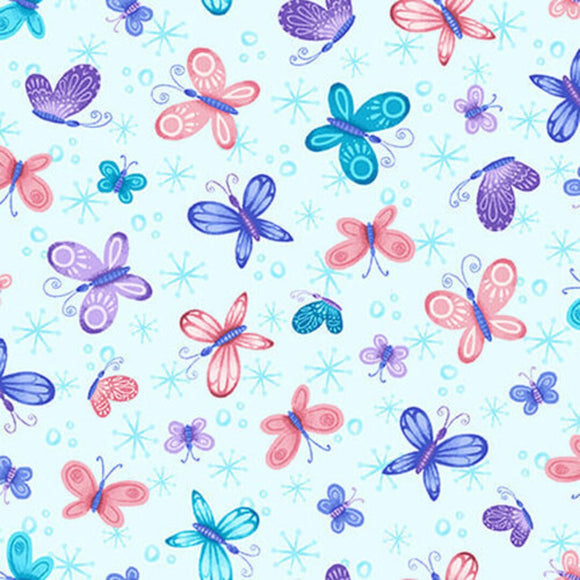 Butterflies on Blue - Sparkle Like A Unicorn - Blank Quilting Cotton Fabric ✂️