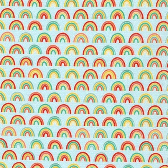 Blue Mini Rainbows - Bright Days - Robert Kaufman Cotton Fabric  ✂️ £13 pm