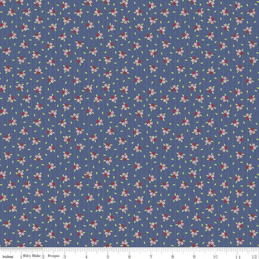 Scattered Flowers on Navy Blue - Enchanted Meadow - Riley Blake Cotton Fabric ✂️ £13 pm