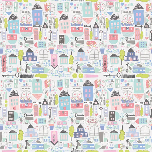 Houses on White - Mulberry Lane - Riley Blake Cotton Fabric ✂️ £9 pm *SALE*