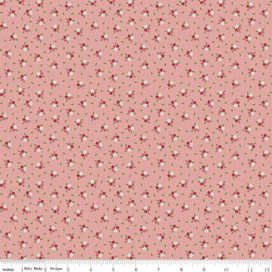 Scattered Flowers on Coral Pink - Enchanted Meadow - Riley Blake Cotton Fabric ✂️ £13 pm