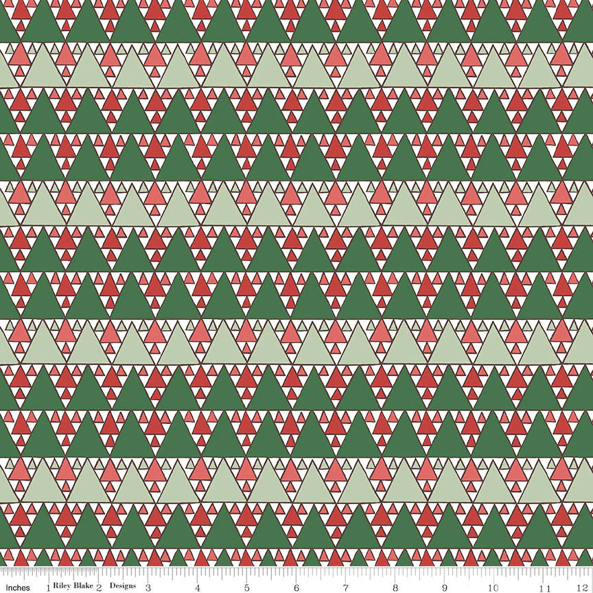 Evergreen Glade Green Triangles - A Woodland Christmas - Liberty Cotton Fabric ✂️ £10 pm *SALE*