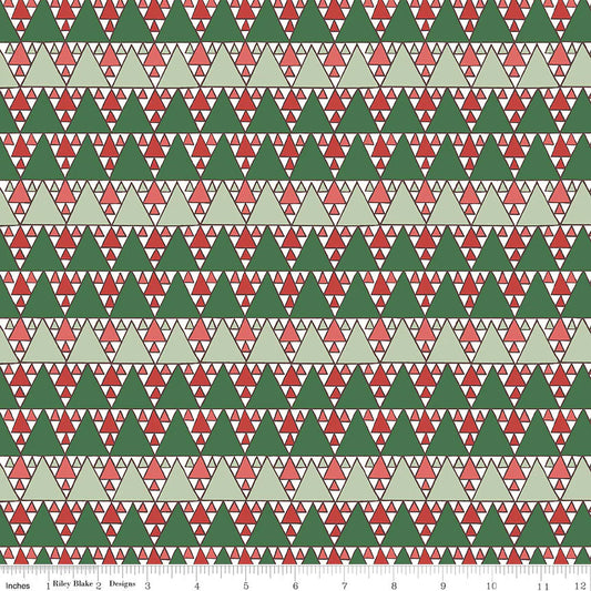 Evergreen Glade Green Triangles - A Woodland Christmas - Liberty Cotton Fabric ✂️ £10 pm *SALE*