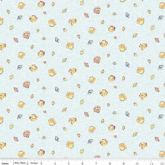 Seashells on Light Blue Riviera Sea Shells - Riviera Collection - Liberty Cotton Fabric ✂️ £10 pm *SALE*