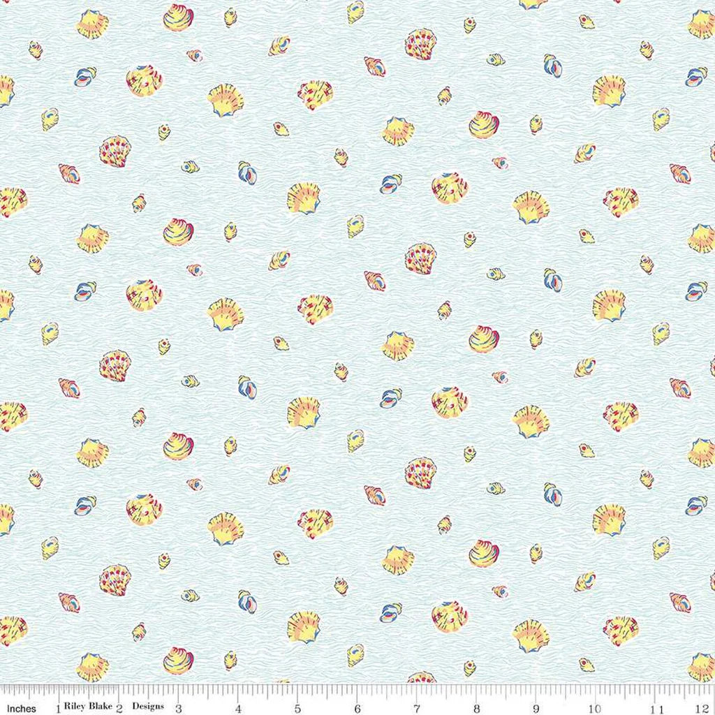 Seashells on Light Blue Riviera Sea Shells - Riviera Collection - Liberty Cotton Fabric ✂️ £10 pm *SALE*