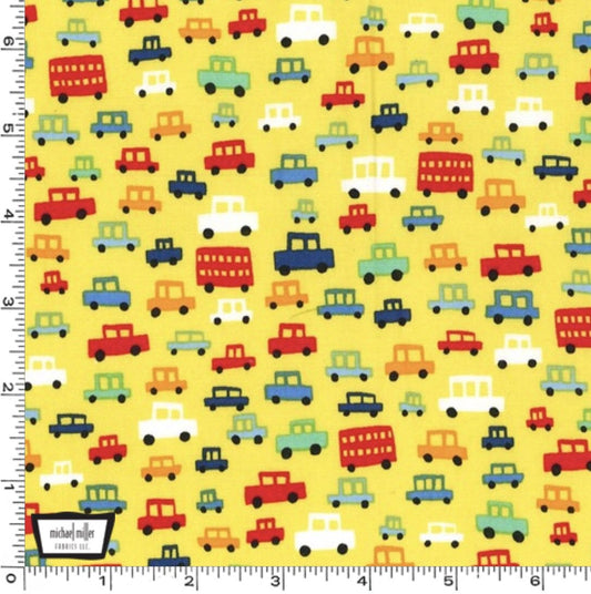 Toot Toot Cars on Yellow - Toot Toot - Michael Miller Cotton Fabric ✂️ £8 pm *SALE*