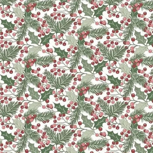 Pink & Green Winterberry Holly - A Woodland Christmas - Liberty Cotton Fabric ✂️ £10 pm *SALE*