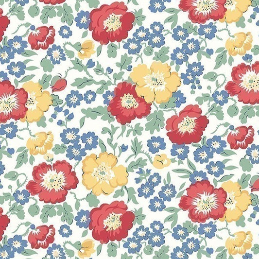Red & Yellow Riviera Coastal Flowers - Riviera Collection - Liberty Cotton Fabric ✂️ £10 pm *SALE*