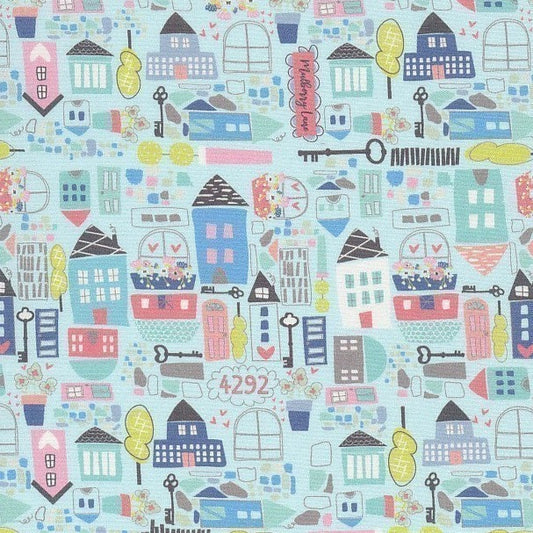 Houses on Blue - Mulberry Lane - Riley Blake Cotton Fabric ✂️ £9 pm *SALE*